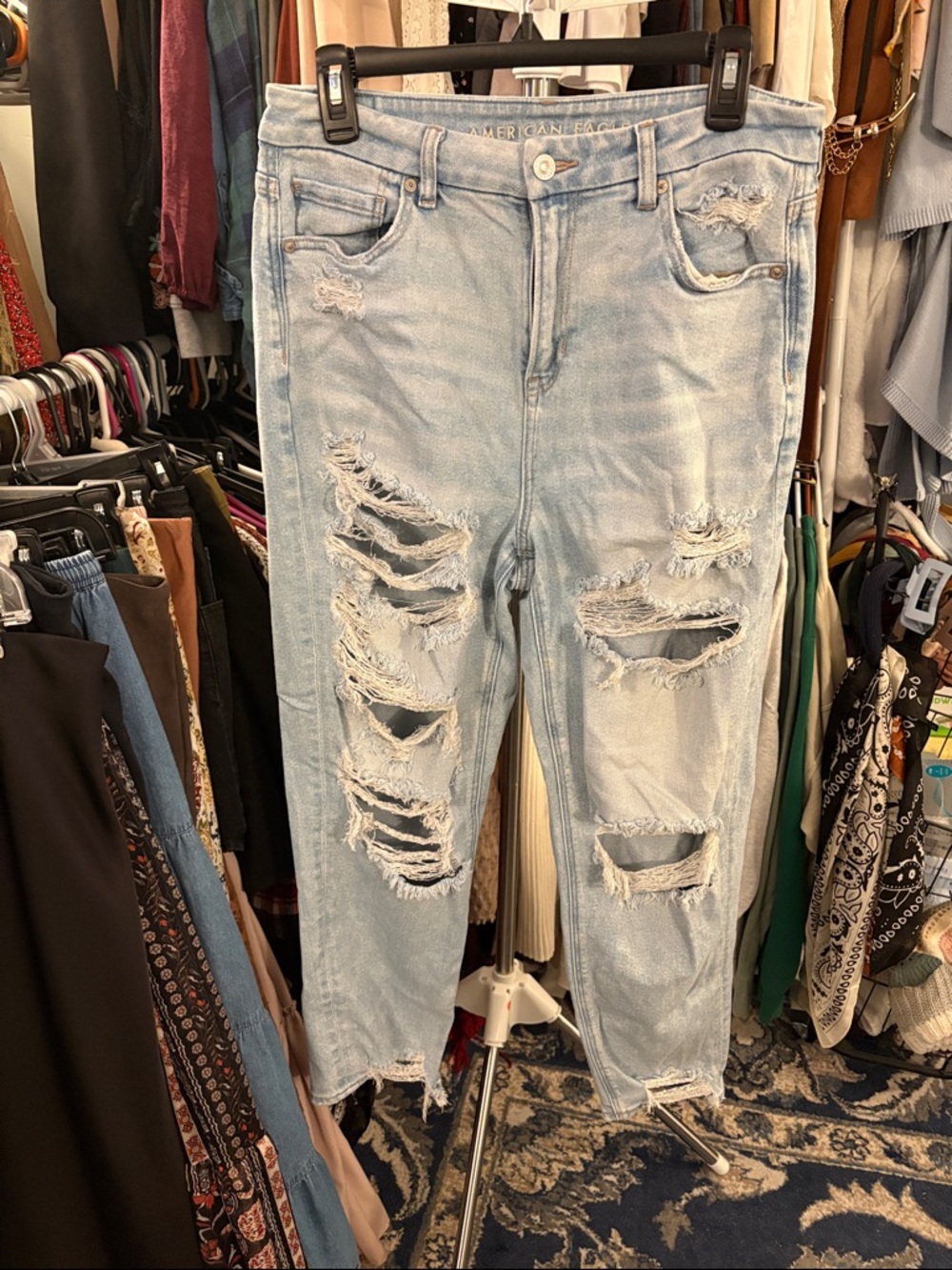 American Eagle Outfitters Light Blue Distressed Boyfriend Jeans